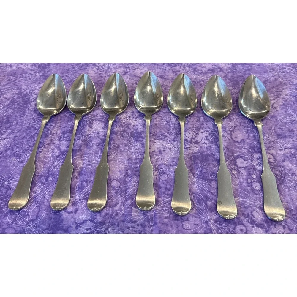 Oxford Hall‎ OXH59 Soup Spoons Spoon Satin Wing Heel Tipped Stainless Set Of 7